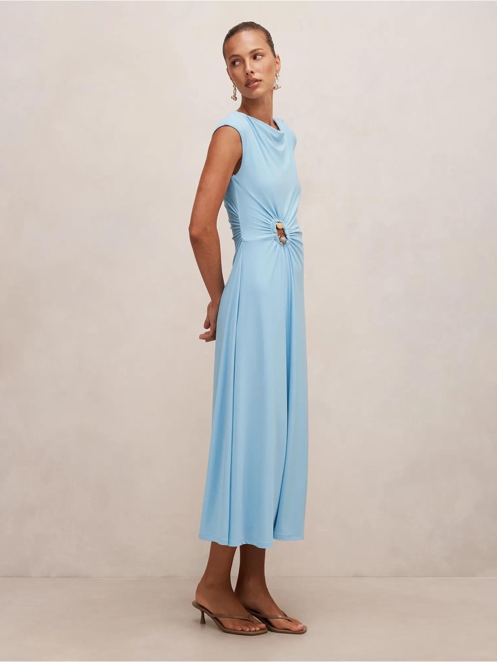 Ever New Alaia Gathered Hardware Midi Dress